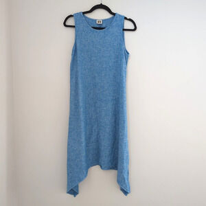 Anne Klein Light Blue Linen Lagenlook Asymmetrical Sleeveless Dress Size S